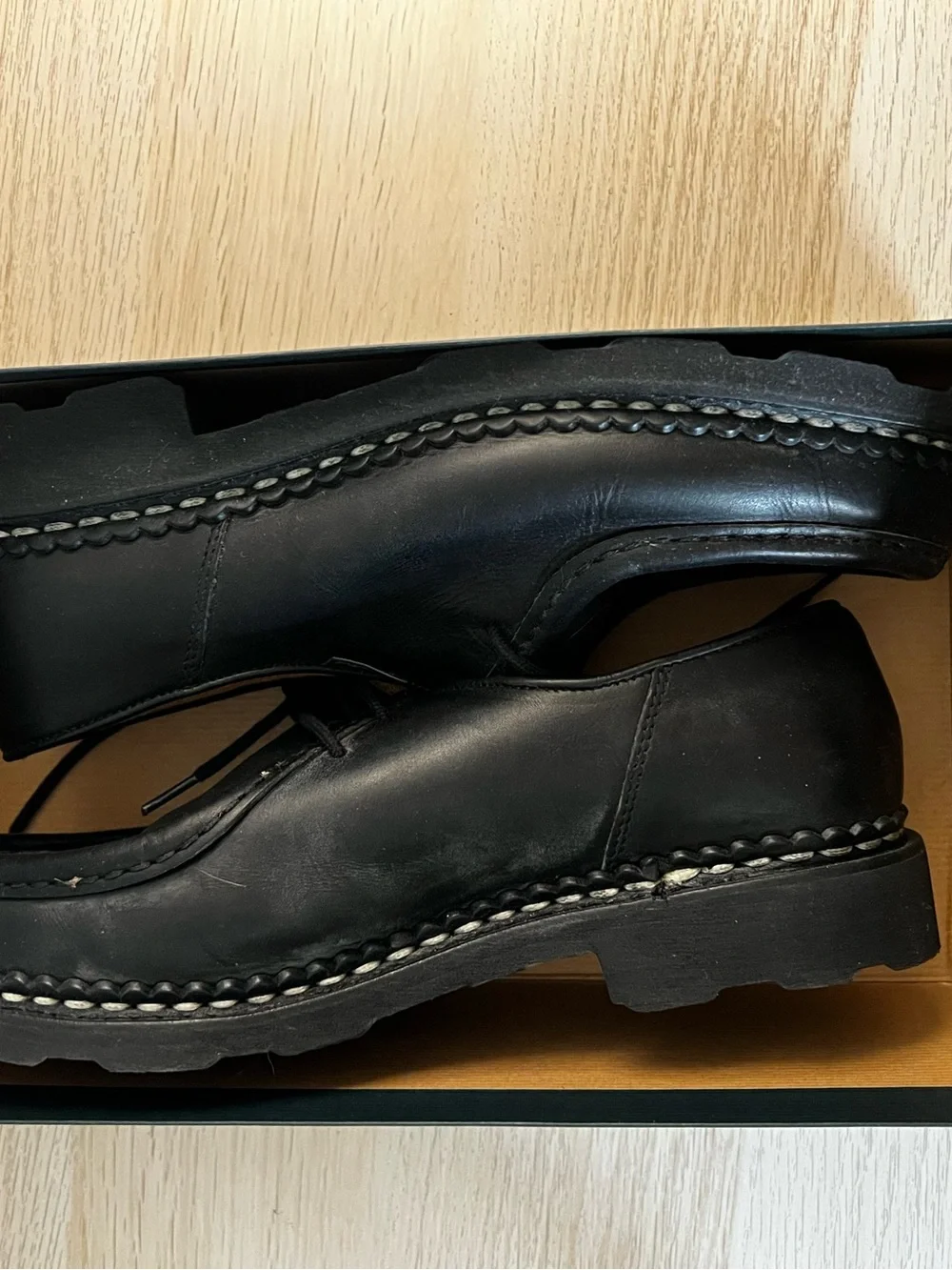 Paraboot Michael Lisse Noir Derby Shoes - UK 7 / US 8 (Fits US 9-9.5)